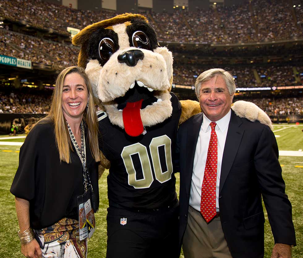 Wayne Ducote and the Saints Mascot